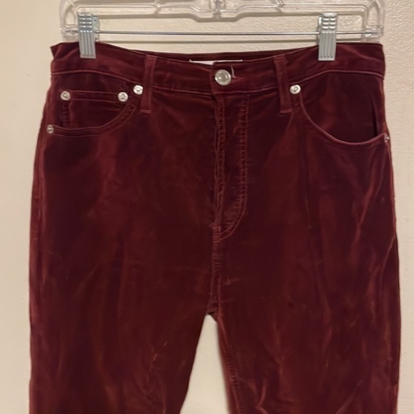 Re/Done Originals Velvet High Rise Ankle Crop Jeans Women’s Size 26 Pants Red - Picture 4 of 10